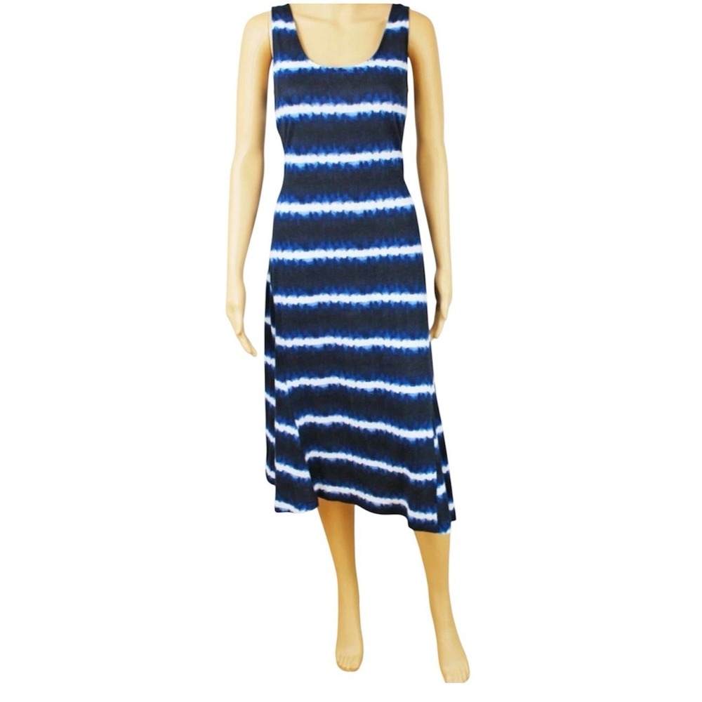 Lauren Ralph Lauren Sundress Sleeveless Striped Blue White Linen Size Small